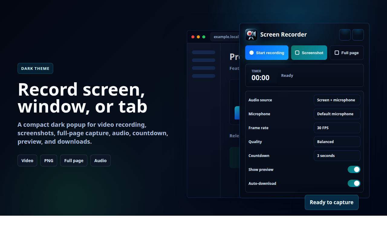 پاپ آپ Screen Recorder