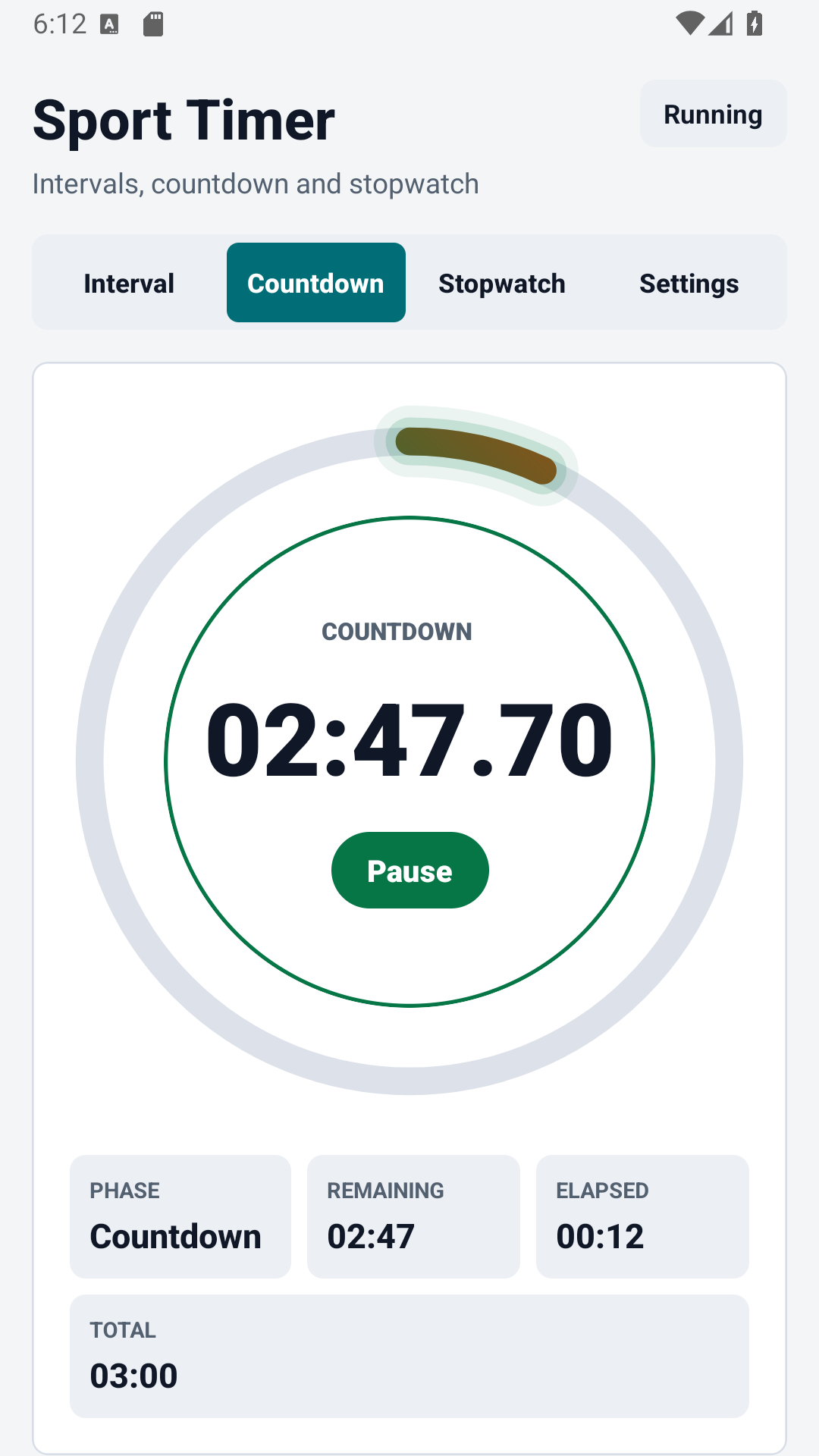صفحه نمایش شمارش معکوس تایمر ورزشی